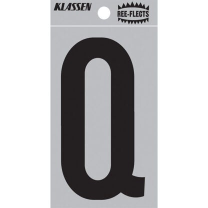 Klassen | Ree-Flects Reflective Letter Q - 2-in - Vinyl - Black and Silver