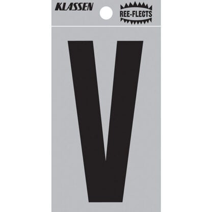 Klassen | Ree-Flects Reflective Letter V - 2-in - Vinyl - Black and Silver