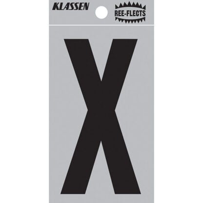 Klassen | Ree-Flects Reflective Letter X - 2-in - Vinyl - Black and Silver