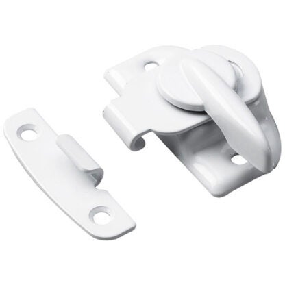 Onward | Sash Window Latch with Keeper - Cam Type Lock - Steel - White - 2 3/8-in L X 55/64-in H X 1 57/64-in W