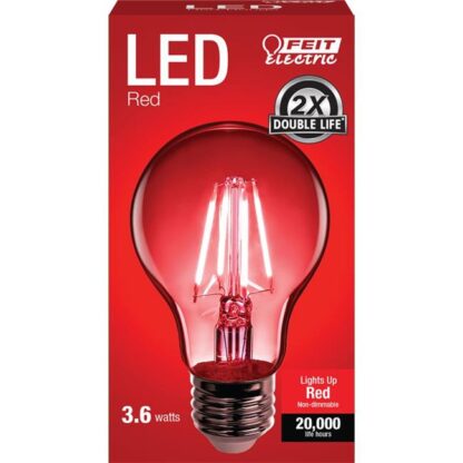 Feit Electric 4.5-Watt Dimmable Red Filament Glass A19 Clear LED Light Bulb