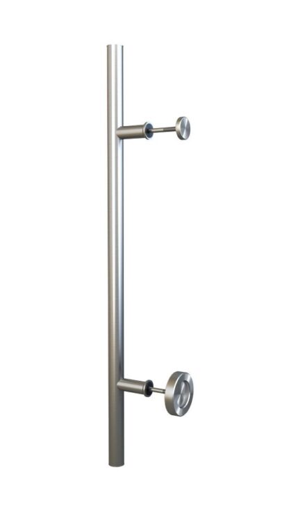 Richelieu Hardware 11-13/16 in. (300 Mm) Center-to-Center Stainless Steel Round Bar Pull with Low-Profile Round Finger Pull for Barn Door, Silver