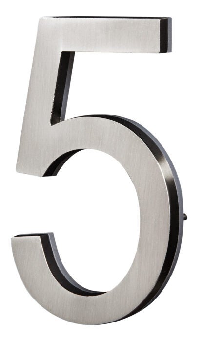 5 in. Satin Nickel LED Backlit House Number 5