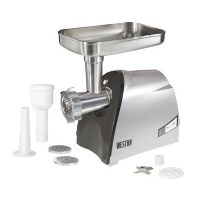 Weston 33-0201-W Electric Meat Grinder and Sausage Stuffer, 120 V, Silver