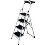 Homebasix WK-2064A Folding Step Stool 4 Steps 200 Lb Steel Hammertone Black