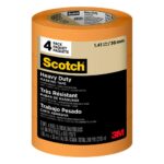 3M Scotch 1.41 in. X 60.1 Yds. Heavy-Duty Grade Masking Tape (4 Rolls/Pack), Orange