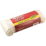 KingCord 1/4 in. X 100 Ft. White Twisted Nylon Rope - 124 Lbs Safe Work Load - Hanked, Whites