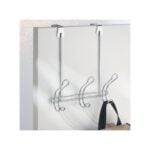 IDesign Chrome Classico 3-Hook Over the Door Storage Rack 11.5 H X 8.9 W X 3.9 L