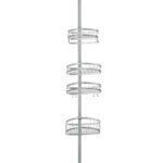 IDesign Shower Caddies Silver - Silver Finish York Four-Tier Tension Caddy