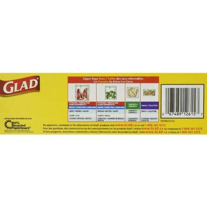 Double Glad Zippered Plastic Sandwich Bags, 800 mL, Pack 50