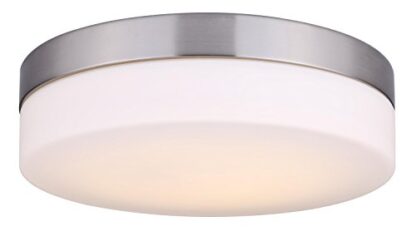 Canarm LFM127A14 Jax Single Light 13-1/2" Wide Integrated LED Flush Mount Drum Ceiling Fixture with Warm White Integrated LEDs Brushed Nickel Indoor