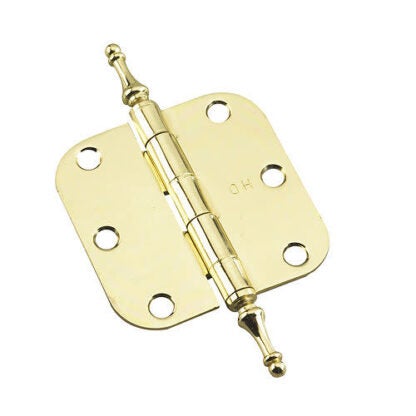 Richelieu 71820-B 3 Inch X 3 Inch Plain Bearing 5/8 Inch Radius Corner Mortise Door Hinge - Pair Bright Brass Door Hinge Plain Bearing 3 X 3