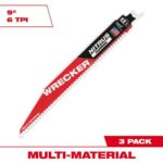 Milwaukee 9 in. 6 Teeth per Inch WRECKER Nitrus Carbide Teeth Multi-Material Cutting SAWZALL Reciprocating Saw Blade (3-Pack)