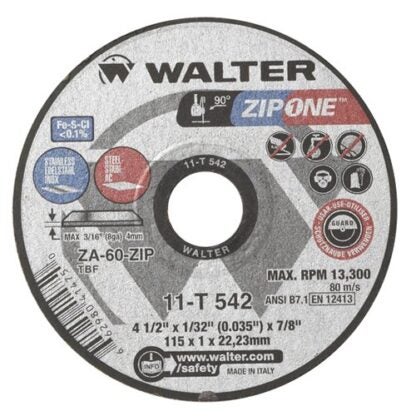 WALTER SURFACE TECHNOLOGIES Zip ONE 4.5 in. X 7/8 in. Arbor X 1/32 in. T1 High Performance Cut-Off Wheel (25-Pack)