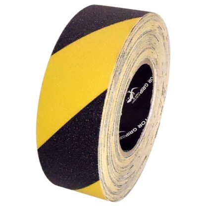 Self-Adhesive Anti-Slip Floor Tape in Rolls - 2 Wx60 L Roll - Black/Yellow Stripes