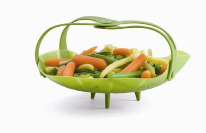 Trudeau Silicone Vegetable Steamer and Dual Spoon Rest Set