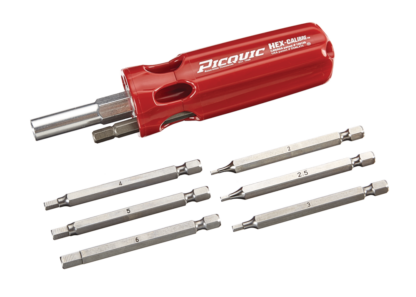 Picquic Hex Calibre MC Hex Multi-Gauge Multi-Bit Screwdriver with 7 Picquic Metric Hex Key Bits, Full Size, Rou