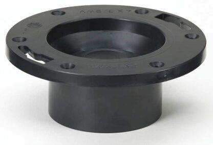 ABS Bow Toilet Flange with Cap, Black, 4" x 3