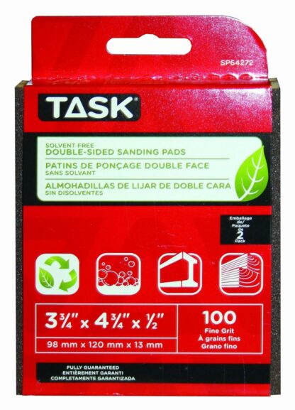 Task Tools SP64272 Solvent-Free ECO Double-Sided Sanding Pads 100 Grit 2-Pack