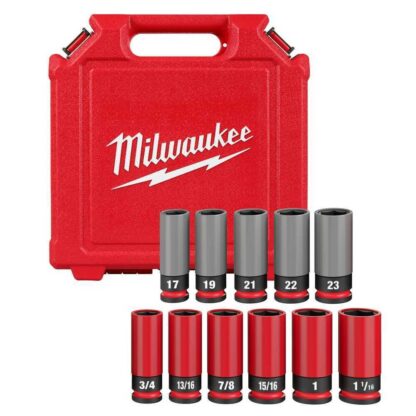 Milwaukee 49-66-7833 SHOCKWAVE Impact-Duty 1/2 in. Drive Deep SAE & Metric Lug Nut Impact Socket Set (11-Piece)