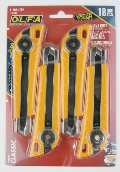 Snap-Off Blade Knife Heavy Duty Olfa L-1BB/CP4 18mm - PACK of FOUR(4)