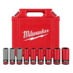 Milwaukee 49-66-7832 SHOCKWAVE Impact-Duty 1/2 in. Drive Deep SAE & Metric Lug Nut Impact Socket Set (9-Piece)