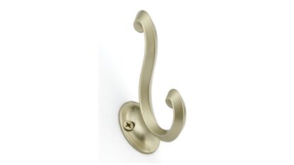 Richelieu | Classic Metal Hooks - 1 9/64-in W X 3 45/64-in H Backplate- Matte Nickel - Double Hook - 22-Lbs Load Capacity