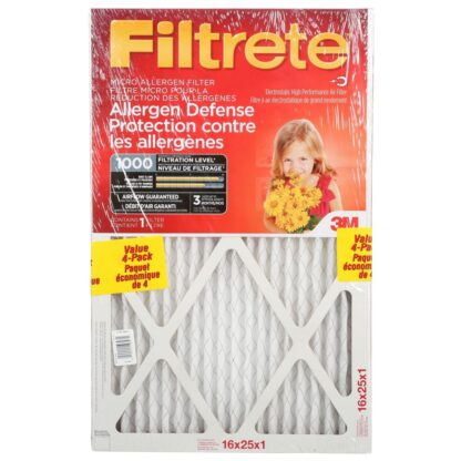 Filtrete Filters Filtrete Allergen Defense Micro Allergen 9801DC-4PK, 16 in X 25 in X 1 in, 4/Pack