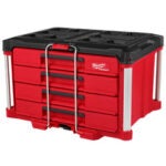 Milwaukee PACKOUT 22 in. Modular 4-Drawer Tool Box with Metal Reinforced Corners and 50 Lbs. Capacity, Red