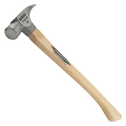 Stiletto Tools TI16SC 18" Hickory Curved Handle 16 Oz. Titanium Head Round Smooth Face Straight Claw Hammer