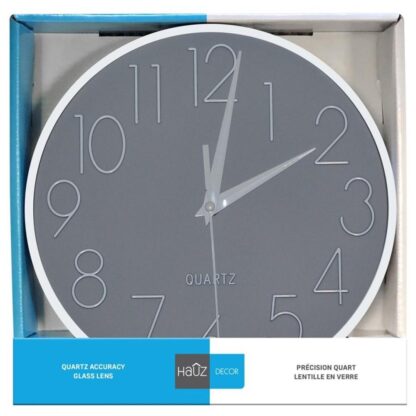 Hauz WC5006 9" Round Wall Clock - Light Gray