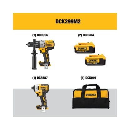 DeWalt DCK299M2 20V MAX XR Brushless Impact Driver & Hammer Drill Combo Kit