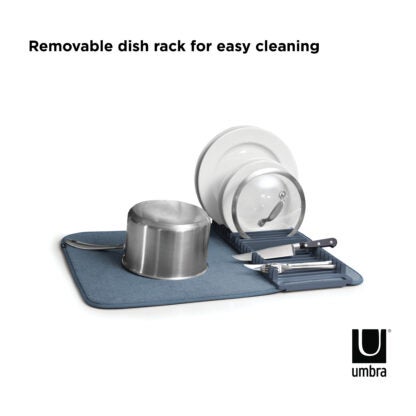 Umbra 330720-1191 UDry Dish Rack with Drying Mat - Denim