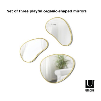 Umbra 1018566-104 Hubba Pebble Mirrors, Set of 3 - Brass