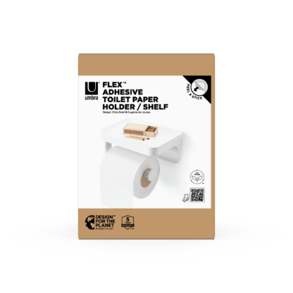 Umbra 1021297-660 Flex Adhesive Toilet Paper Holder & Shelf - White