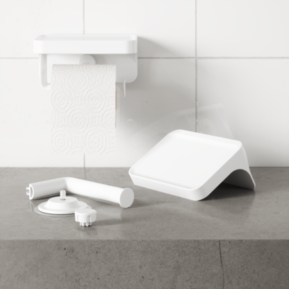 Umbra 1021297-660 Flex Adhesive Toilet Paper Holder & Shelf - White