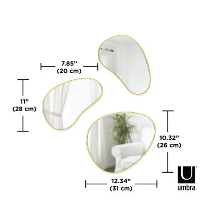 Umbra 1018566-104 Hubba Pebble Mirrors, Set of 3 - Brass