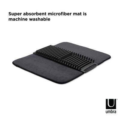 Umbra 330720-040 Udry Dish Drying Rack With Mat, Black