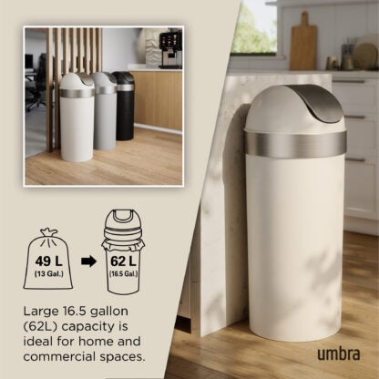 Umbra 086758-1313-REM 62 L Venti Trash Can with Swing Top Lid - Sand