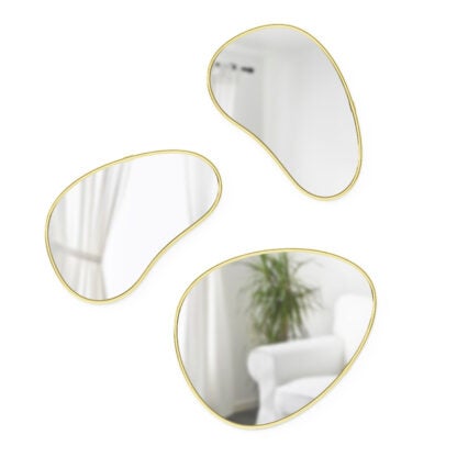 Umbra 1018566-104 Hubba Pebble Mirrors, Set of 3 - Brass