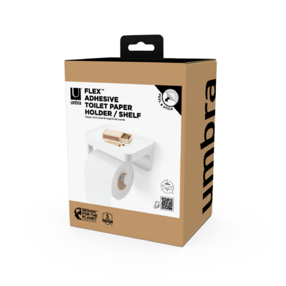 Umbra 1021297-660 Flex Adhesive Toilet Paper Holder & Shelf - White