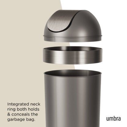 Umbra 086758-480-REM 62 L Venti Trash Can with Swing Top Lid - Pewter