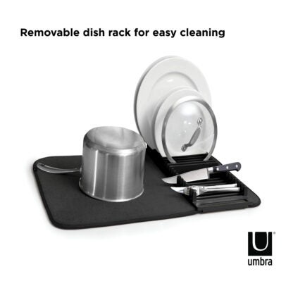 Umbra 330720-040 Udry Dish Drying Rack With Mat, Black