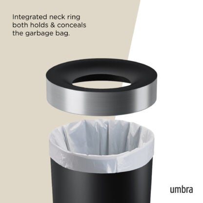 Umbra 1013048-047-REM 62 L Vento Trash Can - Black/Nickel