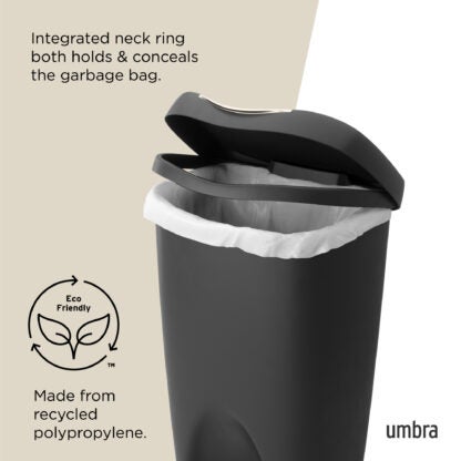 Umbra 084200-047 50 L Brim Trash Can with Lid - Black/Nickel