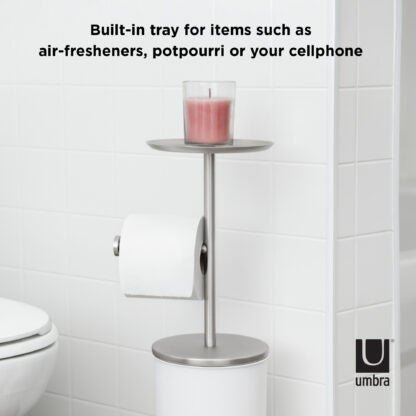 Umbra 1012487-670 Portaloo Toilet Paper Stand & Storage - White/Nickel