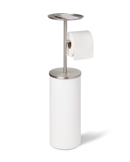 Umbra 1012487-670 Portaloo Toilet Paper Stand & Storage - White/Nickel