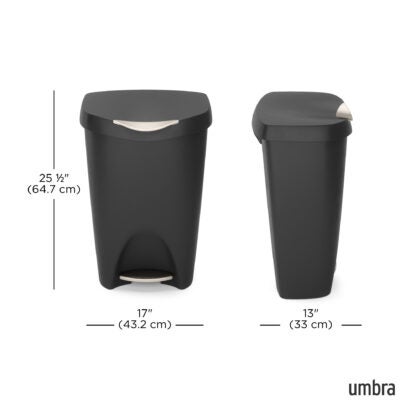 Umbra 084200-047 50 L Brim Trash Can with Lid - Black/Nickel