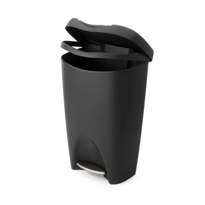 Umbra 084200-047 50 L Brim Trash Can with Lid - Black/Nickel