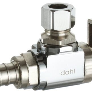 Dahl mini-ball 611-PX3-31-BAG Stop Valve, 1/2 x 3/8 in Connection, Crimp x Compression, 250 psi Pressure, Brass Body